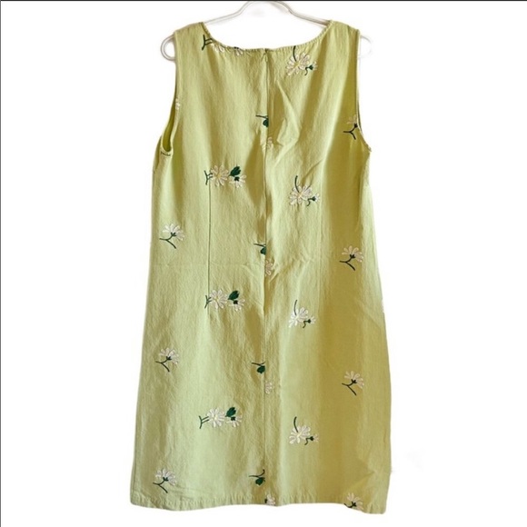 Vintage green daisy embroidered shift dress - Picture 2 of 9